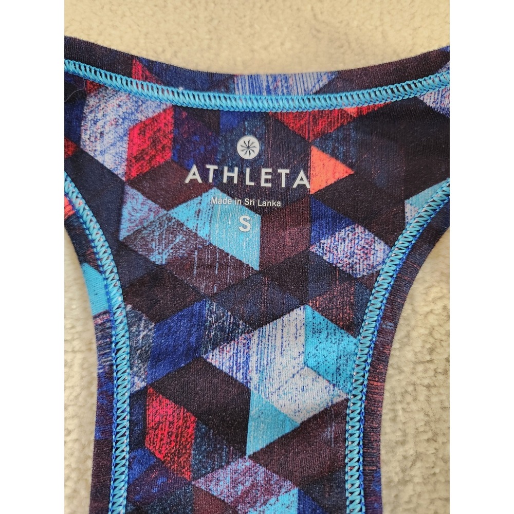 Athleta Geometric Blue Red Black Performance Racerback Tank Top Size Small - Picture 3 of 4